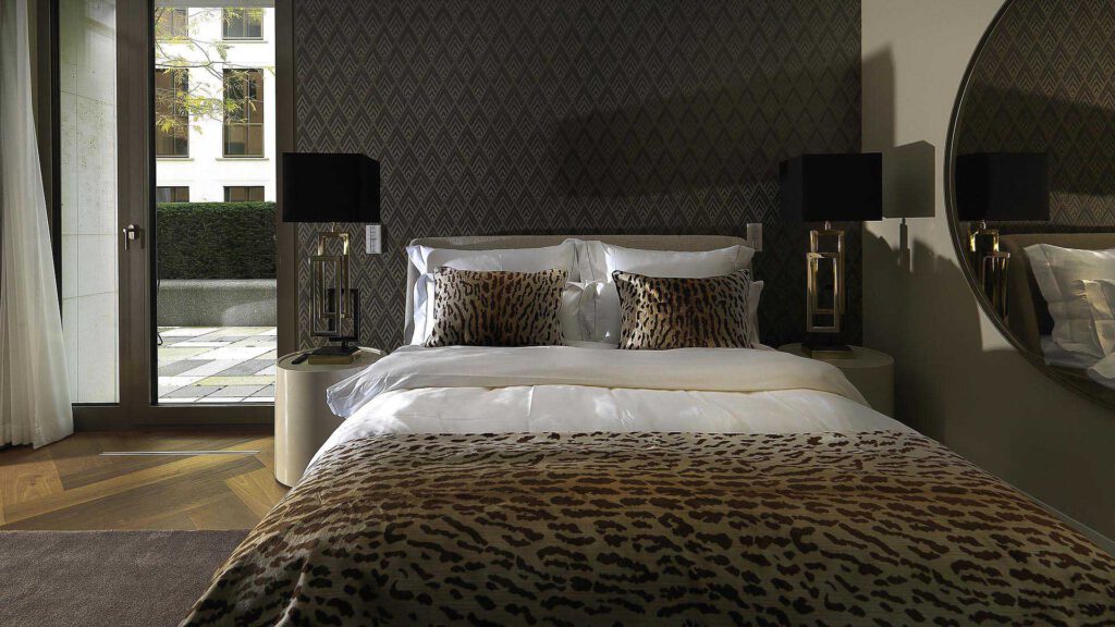 Bedroom in Nº3 Schinkelplatz in Berlin-Mitte with double bed and direct access to the terrace