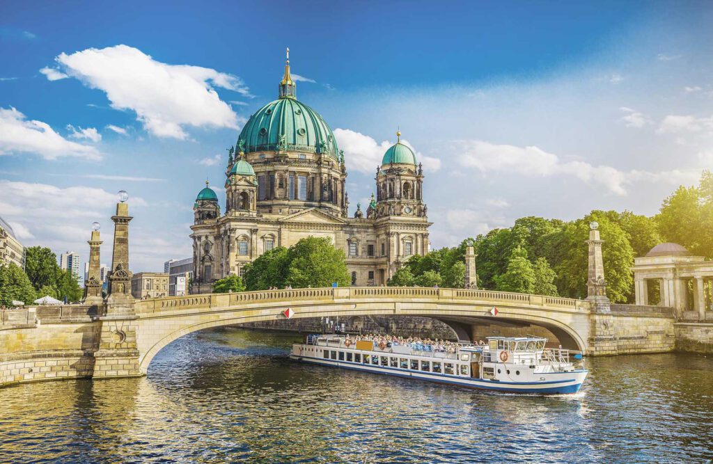 Berlin Cathedral on the Spree near Nº3 Schinkelplatz in Berlin-Mitte with a view of Museum Island